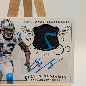 2014 National Treasures Kelvin Benjamin Rookie Patch Auto 5/5 Gloves NFL FRENLY BRICKS - Open 7 Days