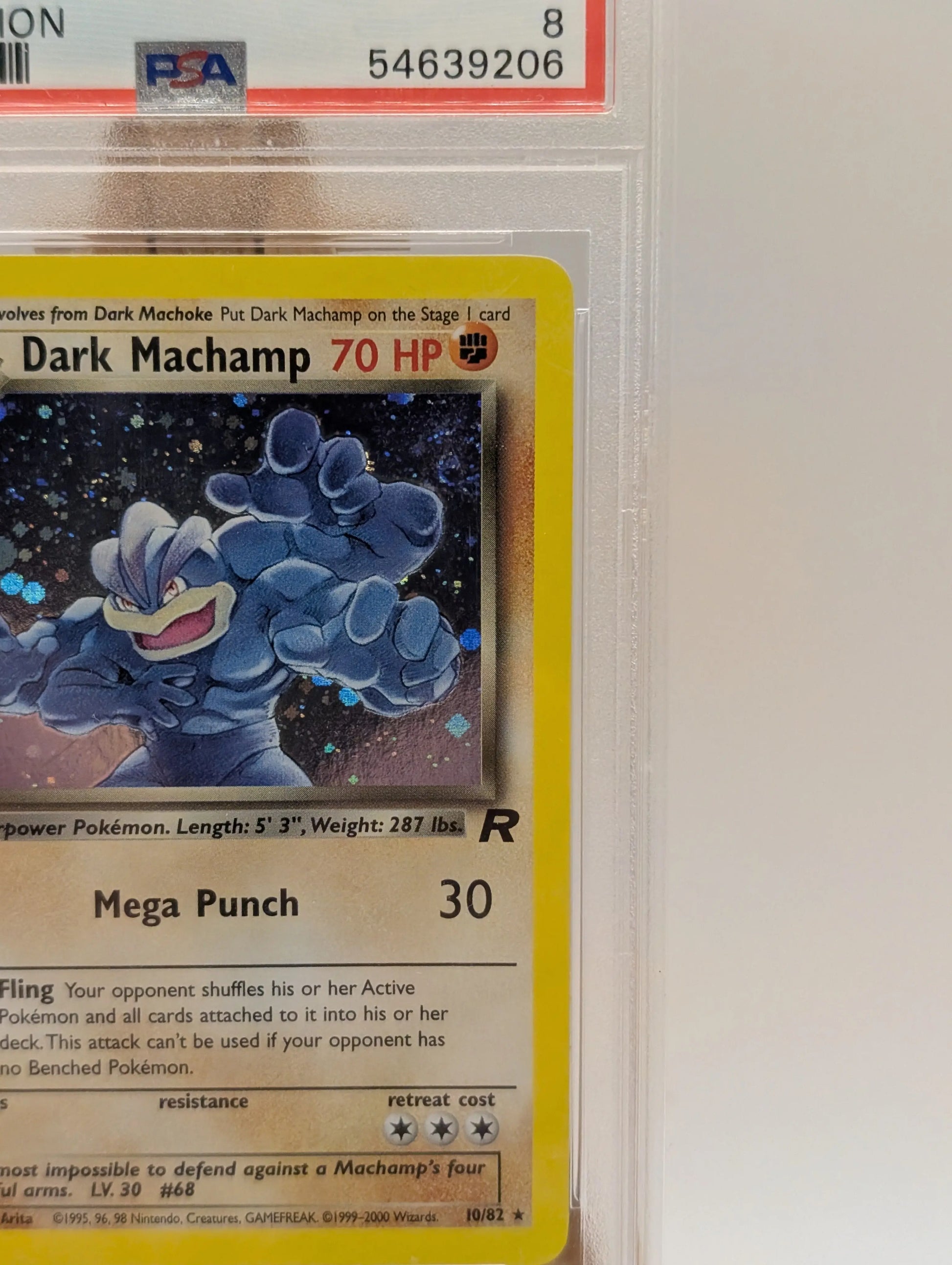 2000 POKEMON TEAM ROCKET Card DARK MACHAMP -HOLO 10/82  1ST EDITION  PSA 8 FRENLY BRICKS - Open 7 Days
