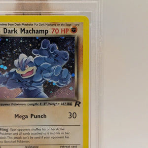 2000 POKEMON TEAM ROCKET Card DARK MACHAMP -HOLO 10/82  1ST EDITION  PSA 8 FRENLY BRICKS - Open 7 Days