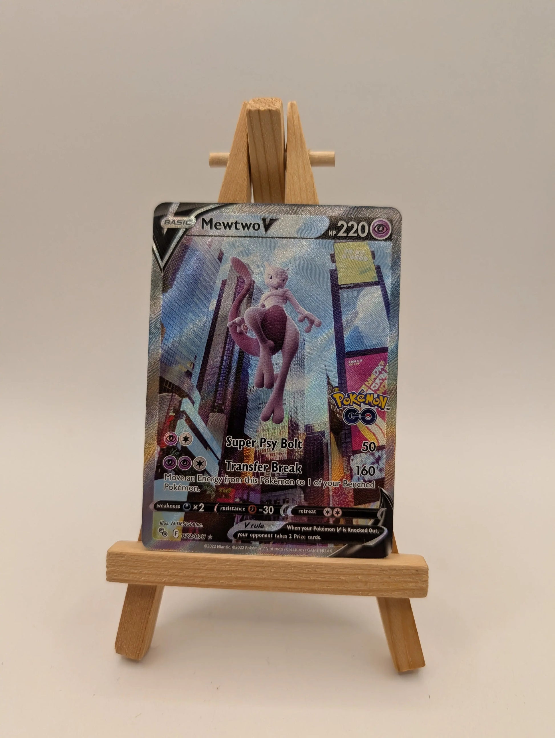 Mewtwo V - Pokemon GO FULL ALT ART Holo Foil Ultra Rare #072/078 FRENLY BRICKS - Open 7 Days