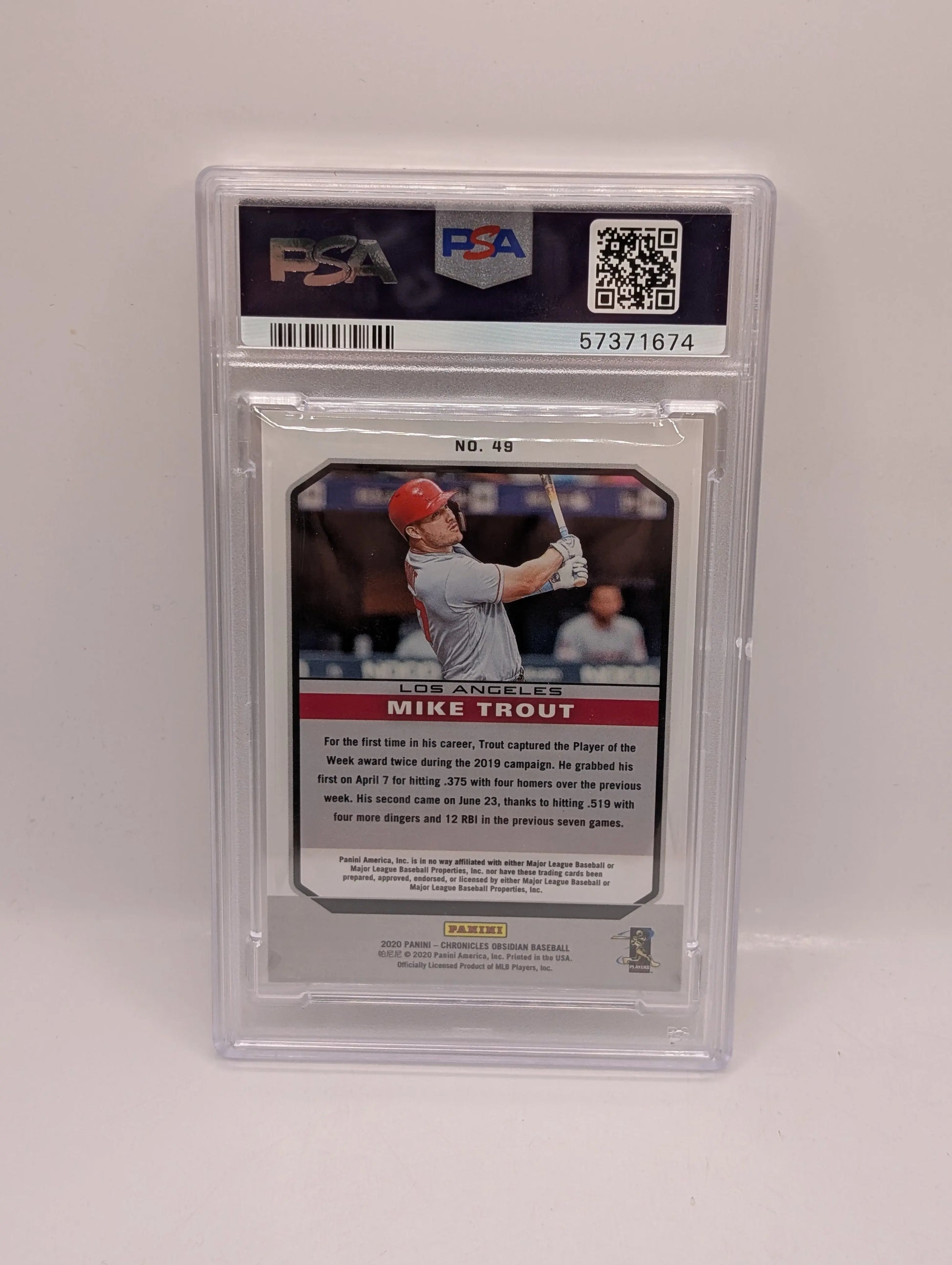 2020 Chronicles Mike Trout Obsidian Card #49 Angels PSA 10 FRENLY BRICKS - Open 7 Days