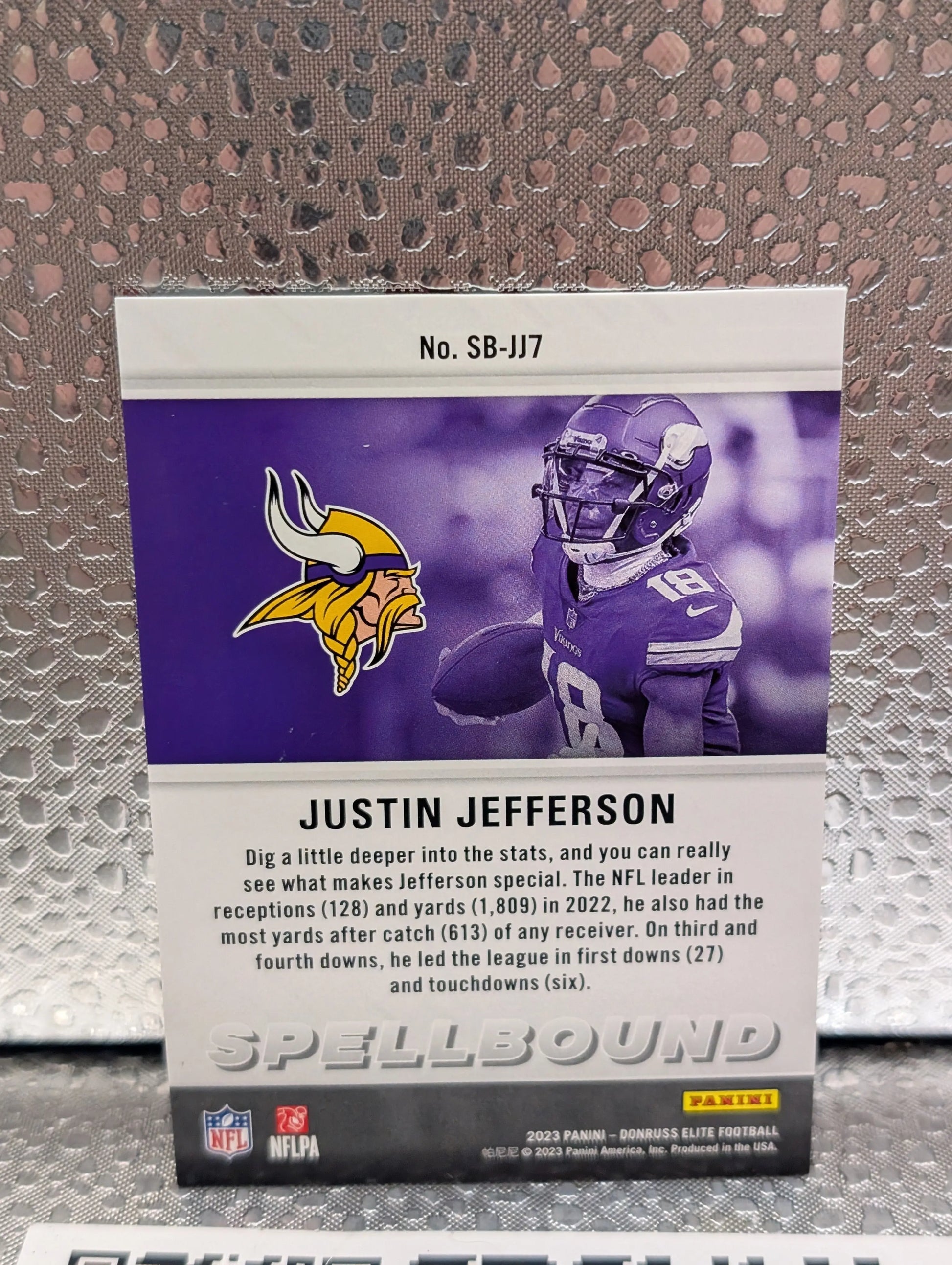 2023 Panini Elite Football SB-JJ1 Justin Jefferson Spellbounf Red 1/75 Letter J FRENLY BRICKS - Open 7 Days