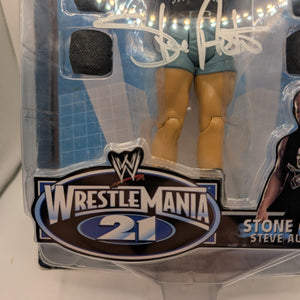 WWE WrestleMania 21 Stone Cold Steve Austin Action Figure 2005 New SIGNED AUTO FRENLY BRICKS - Open 7 Days