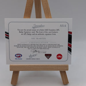 2025 AFL Select Seamless Badge Signature Nic Martin /65 Essendon Bombers FRENLY BRICKS - Open 7 Days
