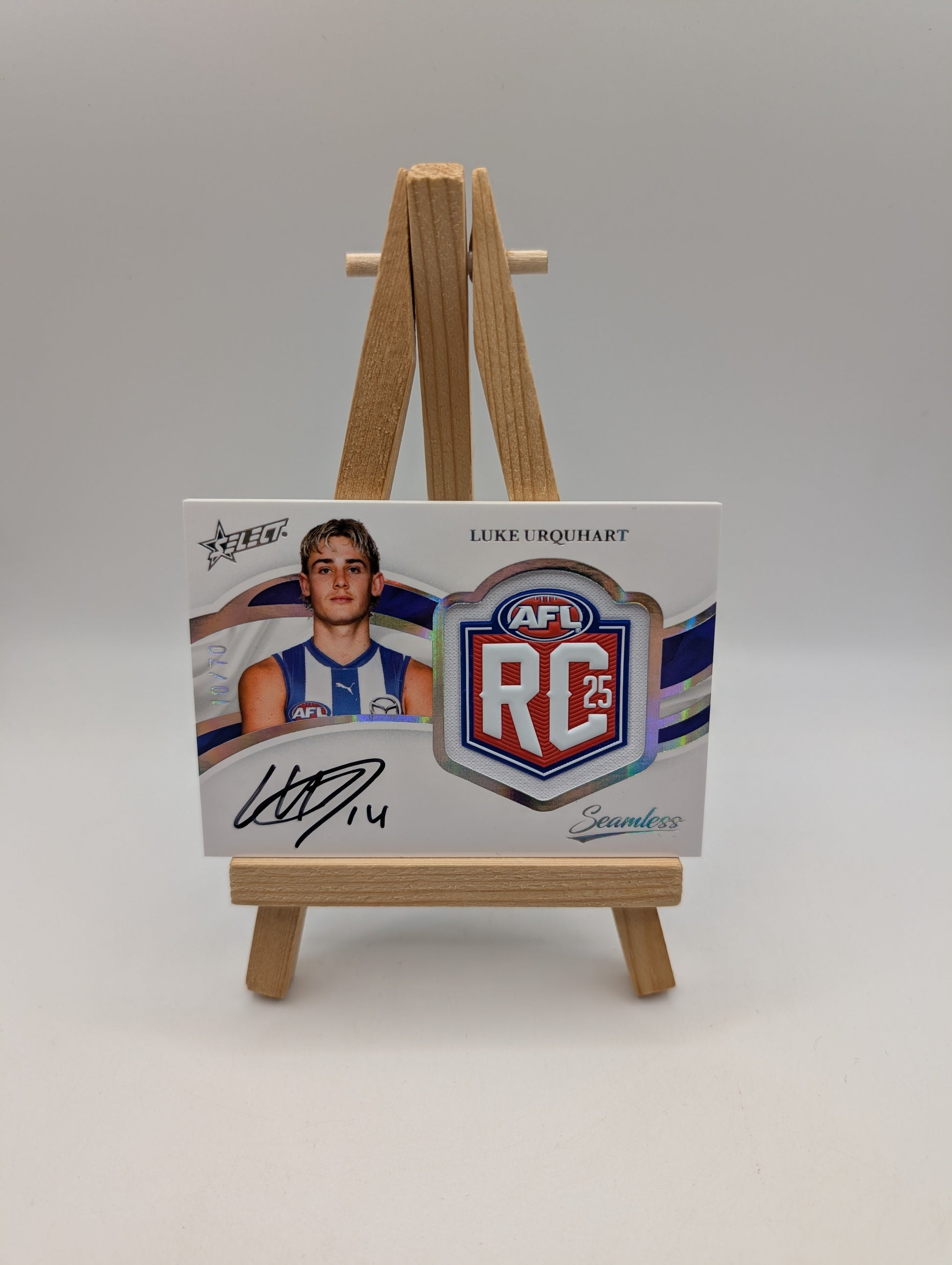 2025 AFL Select Seemless Rookie Badge Auto Luke Urquhart North Melbourne RC /70 FRENLY BRICKS - Open 7 Days