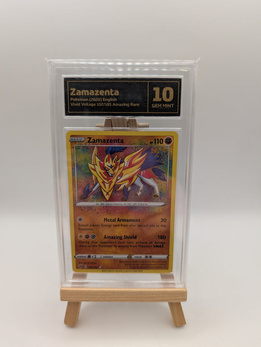 Graded 10 POKEMON -  VIVID VOLTAGE #102 ZAMAZENTA 102/185 FRENLY BRICKS - Open 7 Days