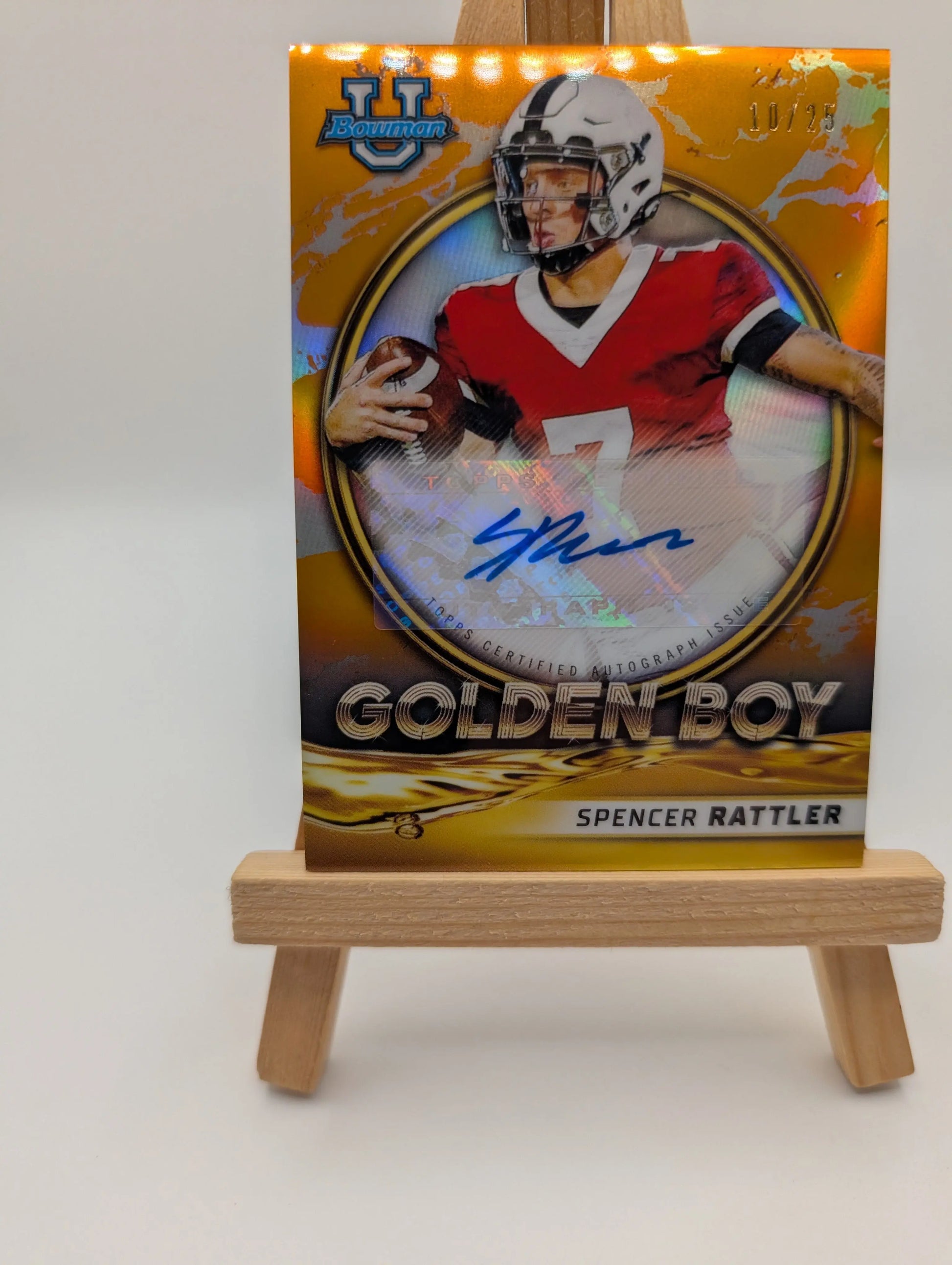 SPENCER RATTLER 2021 Bowman University Golden Boy Auto ORANGE REFRACTOR /25 RARE FRENLY BRICKS - Open 7 Days