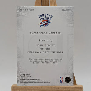 2023 Noir Screen Play Jerseys Josh Giddey Game Worn Patch /99 FRENLY BRICKS - Open 7 Days