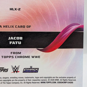 2026 Topps Chrome WWE Wrestling Jacob Fatu Helix SSP #HLX-2 FRENLY BRICKS - Open 7 Days