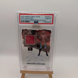 2023 Panini Impeccable Elegance Kofi Kingston EM-KKG /75 Auto Memorabilia PSA 8 FRENLY BRICKS - Open 7 Days