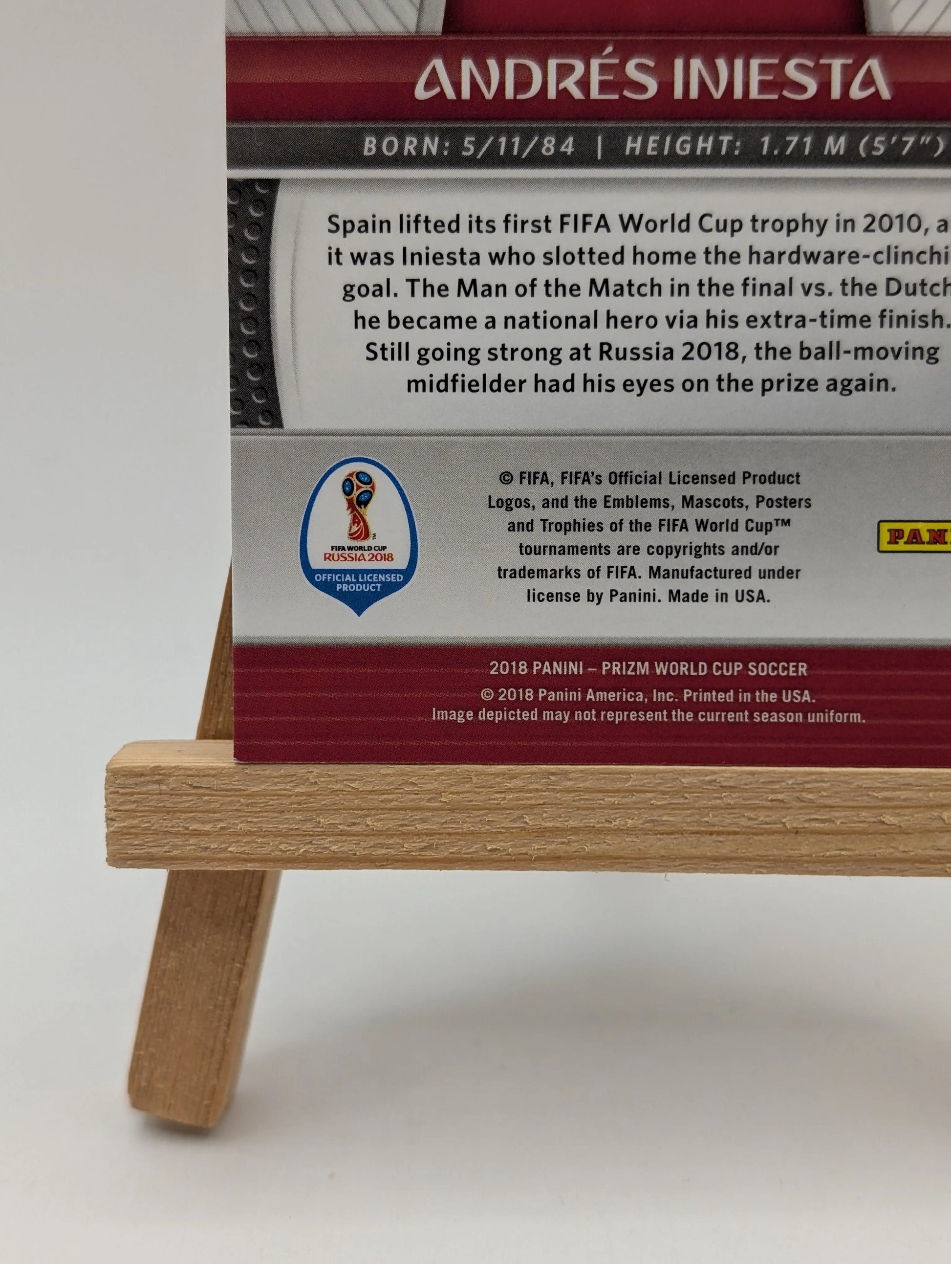 Prizm World Cup 2018 Andres Iniesta Spain Light Blue Lazer /125 FRENLY BRICKS - Open 7 Days