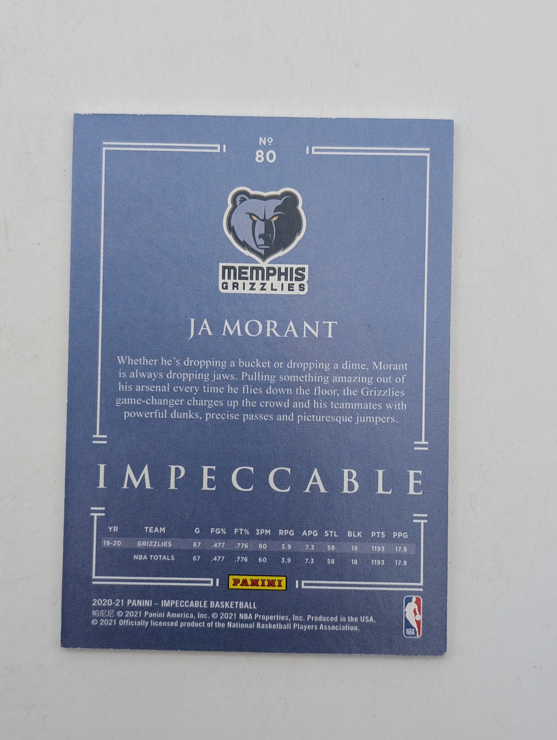 2020-21 Panini Impeccable Ja Morant 1/1 One of One FRENLY BRICKS - Open 7 Days