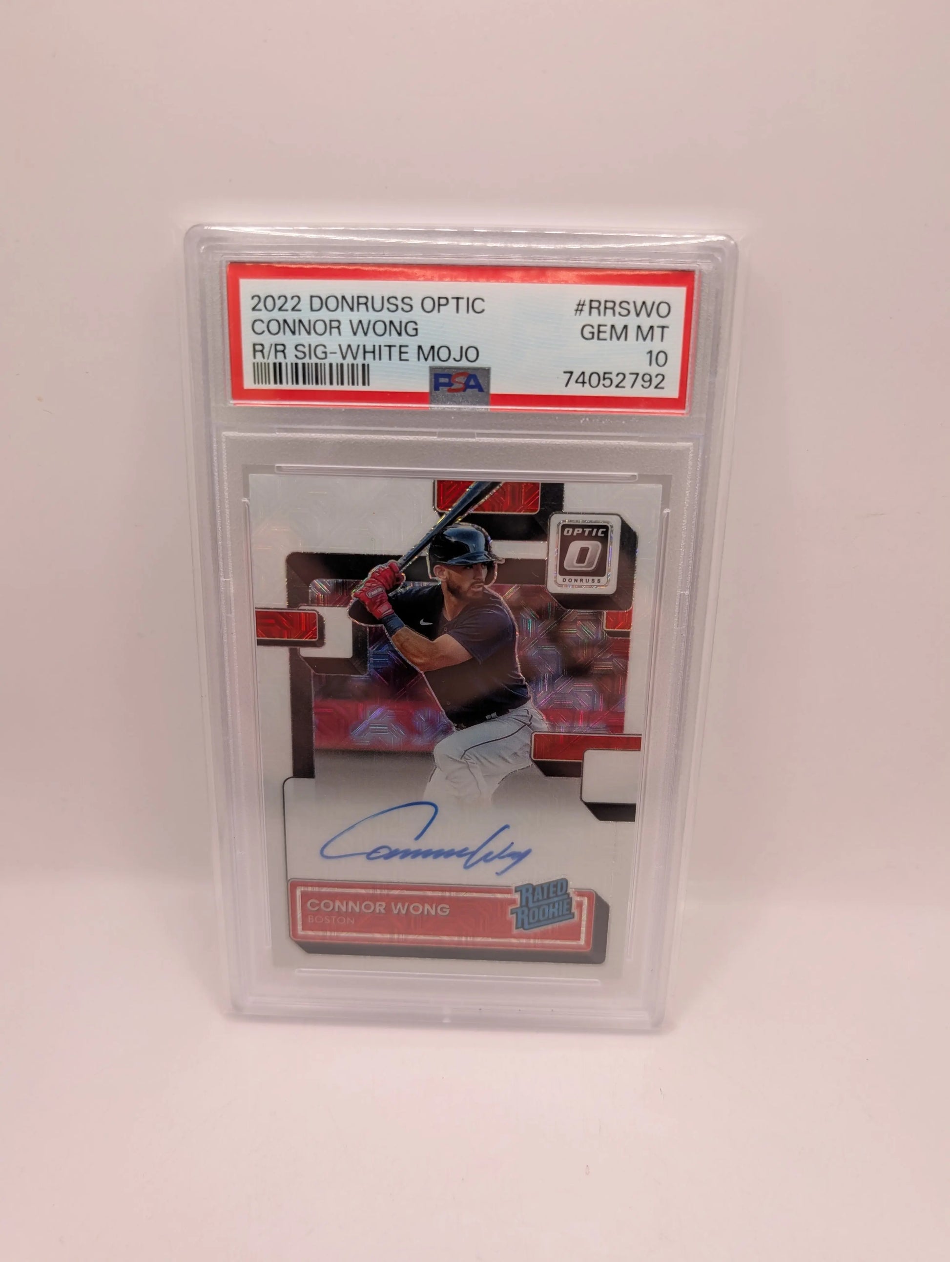 CONNOR WONG RATED ROOKIE AUTO /99 2022 Panini Donruss Optic White Mojo Red Sox PSA 10 FRENLY BRICKS - Open 7 Days