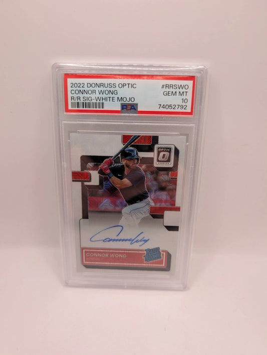 CONNOR WONG RATED ROOKIE AUTO /99 2022 Panini Donruss Optic White Mojo Red Sox PSA 10 FRENLY BRICKS - Open 7 Days