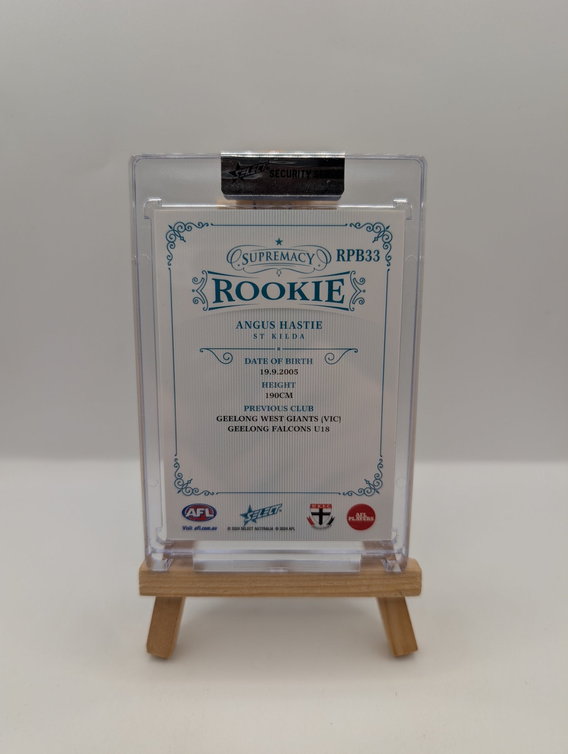 2024 AFL SELECT SUPREMACY ROOKIE ANGUS HASTIE BLUE /75  ST KILDA FRENLY BRICKS - Open 7 Days