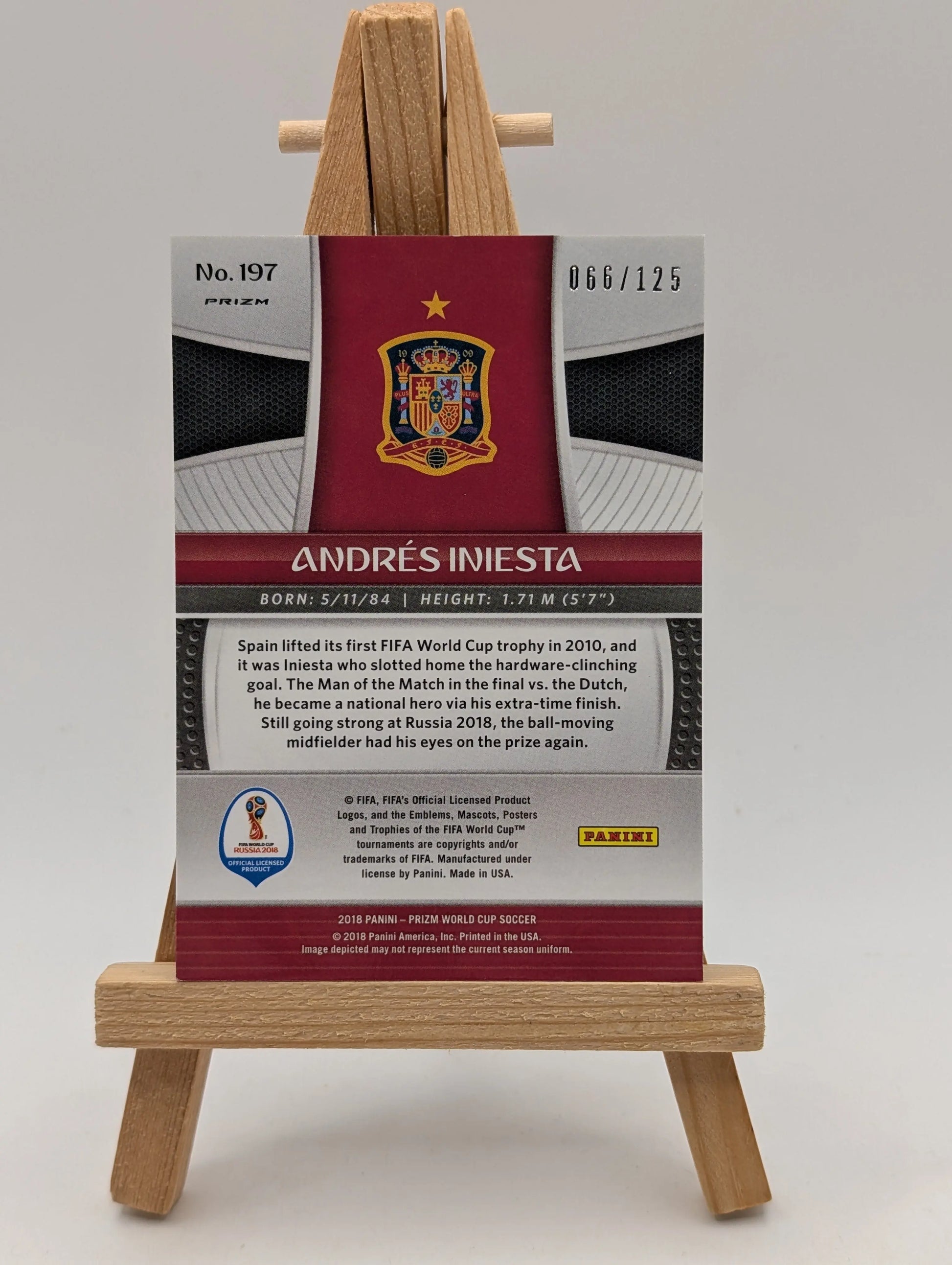 Prizm World Cup 2018 Andres Iniesta Spain Light Blue Lazer /125 FRENLY BRICKS - Open 7 Days