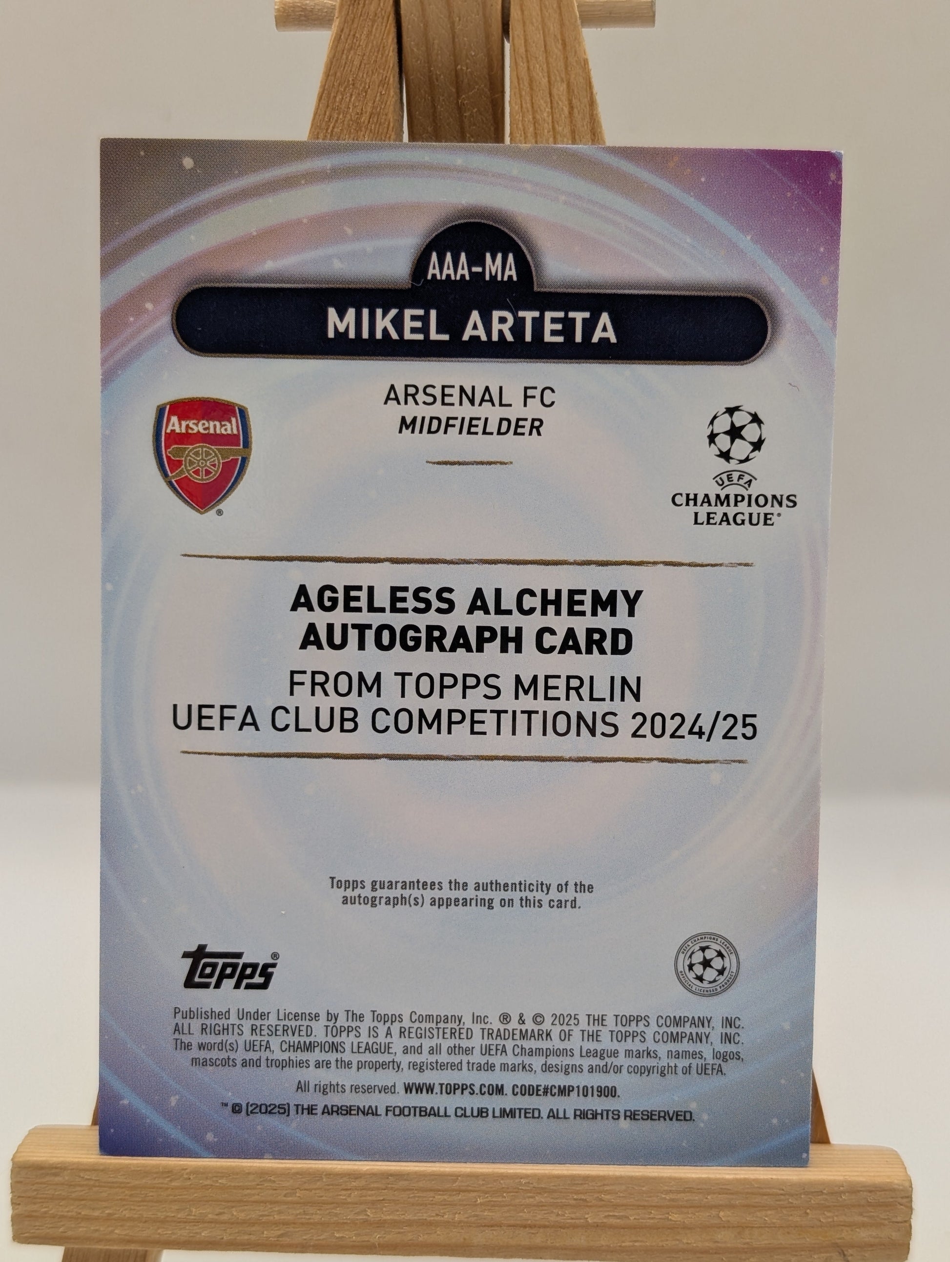 2024-25 Merlin UEFA Club Ageless Alchemy Green Refractor Mikel Arteta AUTO /99 FRENLY BRICKS - Open 7 Days