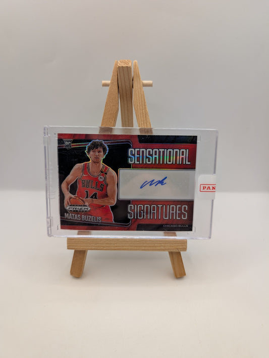 MATAS BUZELIS 2024-25 PRIZM BLACK SENSATIONAL ROOKIE RED RC AUTO /99 FRENLY BRICKS - Open 7 Days