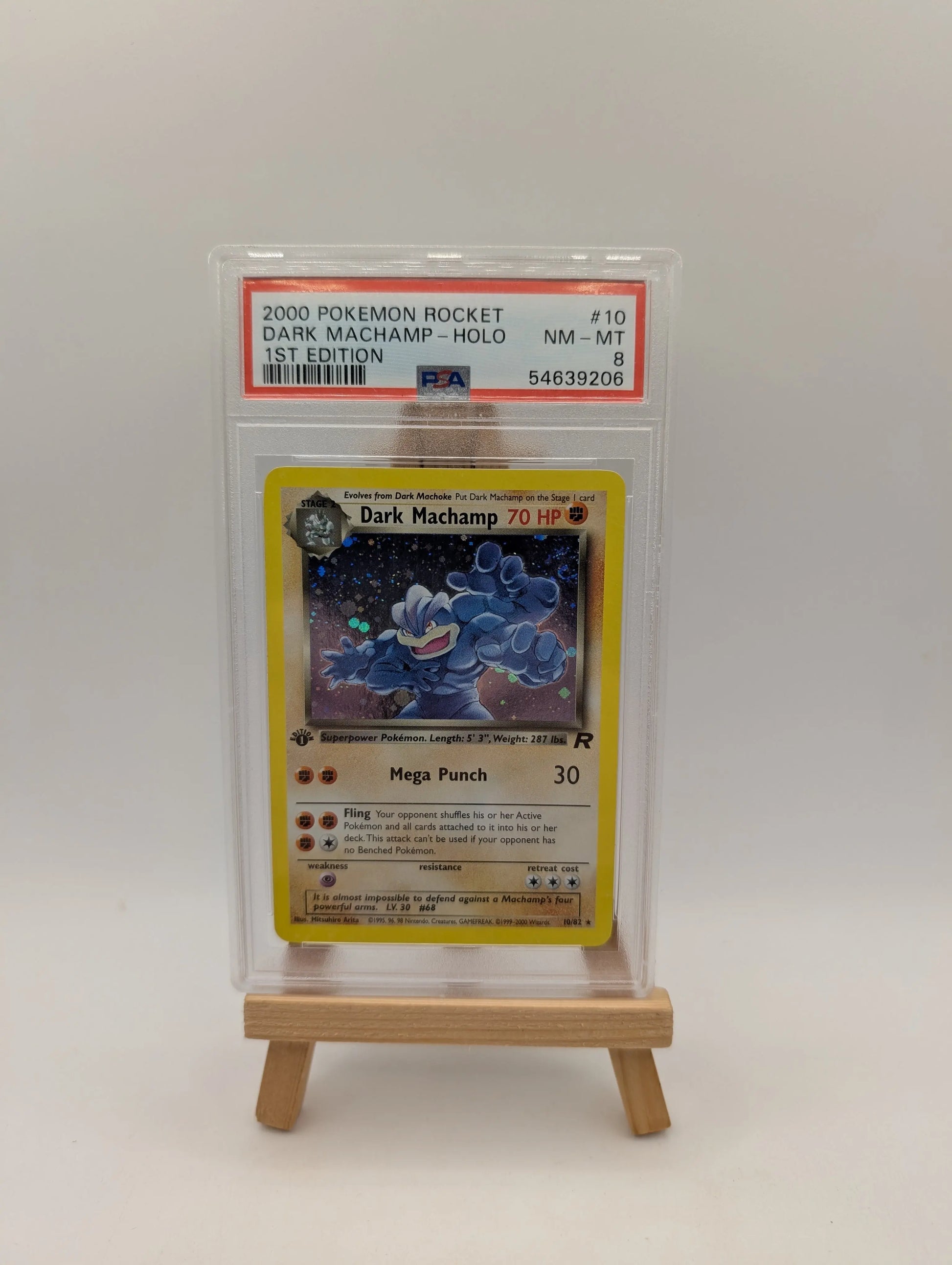 2000 POKEMON TEAM ROCKET Card DARK MACHAMP -HOLO 10/82  1ST EDITION  PSA 8 FRENLY BRICKS - Open 7 Days