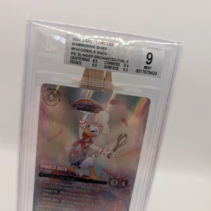 Lorcana Donald Duck - Pie Slinger (Enchanted) NM Holofoil Shimmering Skies BGS 9 FRENLY BRICKS - Open 7 Days