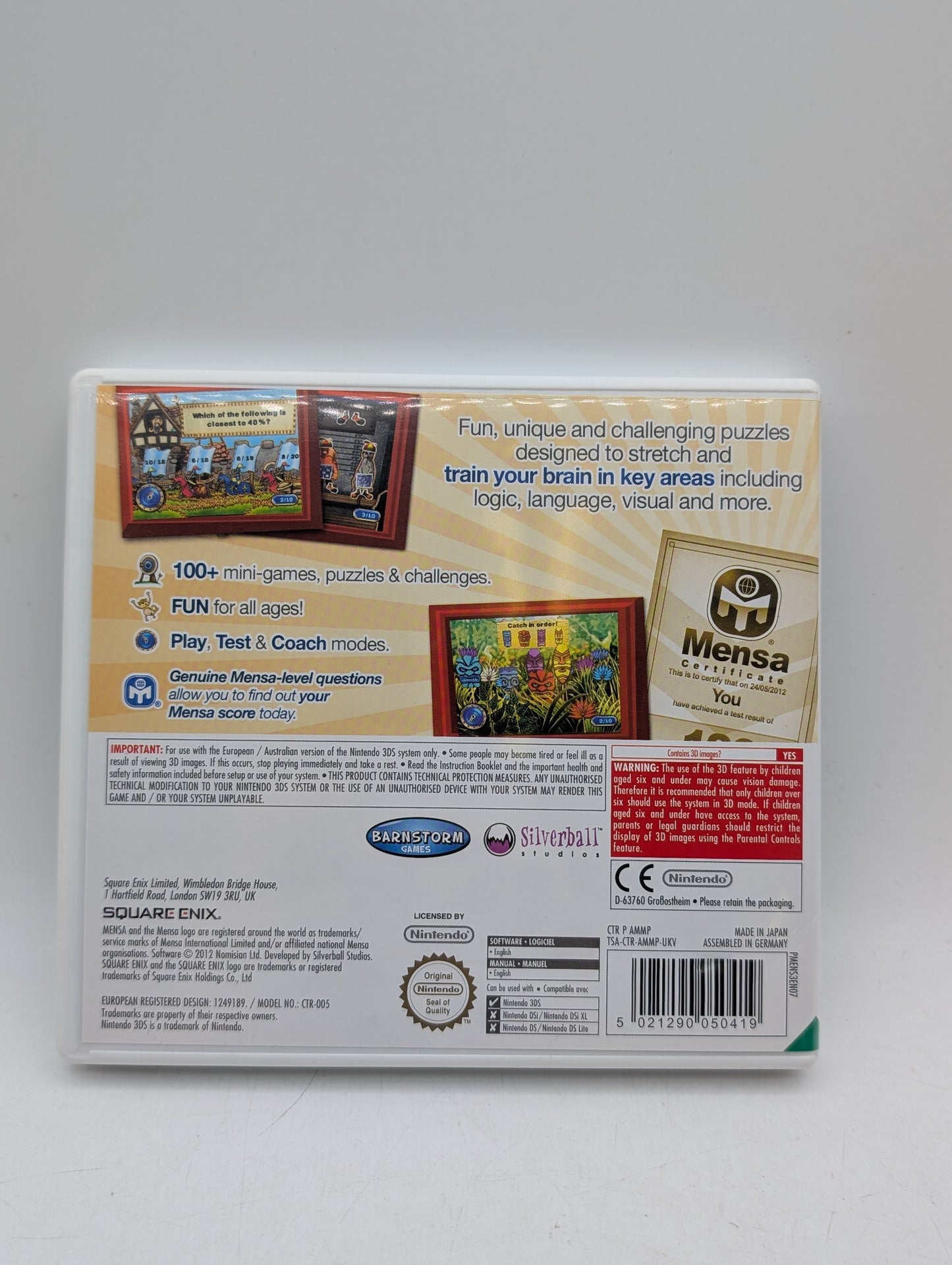 Nintendo 3DS Mensa Academy Video Game (2012)