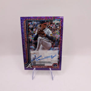 2025 Topps Chrome Baseball Hurston Waldrep Purple Speckle /299 Auto RC Braves FRENLY BRICKS - Open 7 Days