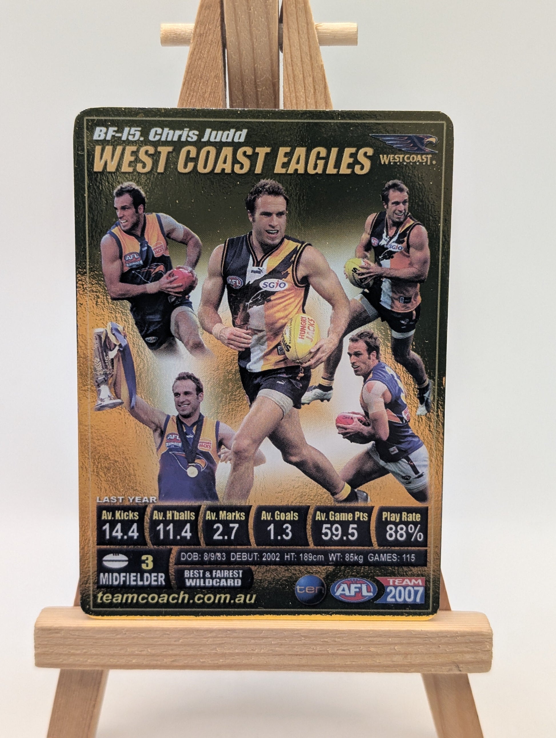 2007 AFL Teamcoach Trading Card GOLD Best & Fairest BF15 Chris Judd FRENLY BRICKS - Open 7 Days