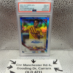 2021-22 Topps UCL - Ansu Fati AUTOGRAPH /99 PSA 9 auto 10 FRENLY BRICKS - Open 7 Days