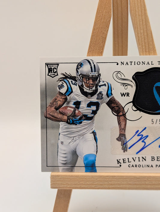 2014 National Treasures Kelvin Benjamin Rookie Patch Auto 5/5 Gloves NFL FRENLY BRICKS - Open 7 Days