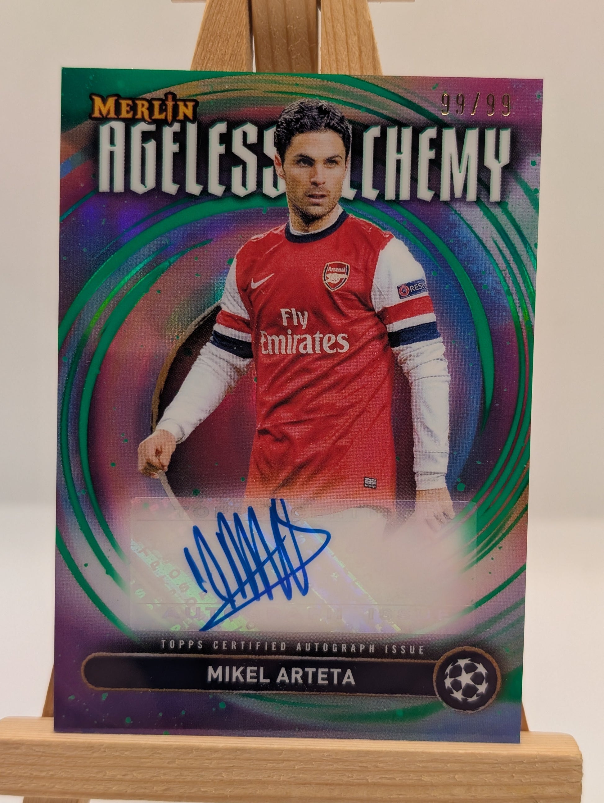 2024-25 Merlin UEFA Club Ageless Alchemy Green Refractor Mikel Arteta AUTO /99 FRENLY BRICKS - Open 7 Days