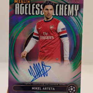 2024-25 Merlin UEFA Club Ageless Alchemy Green Refractor Mikel Arteta AUTO /99 FRENLY BRICKS - Open 7 Days