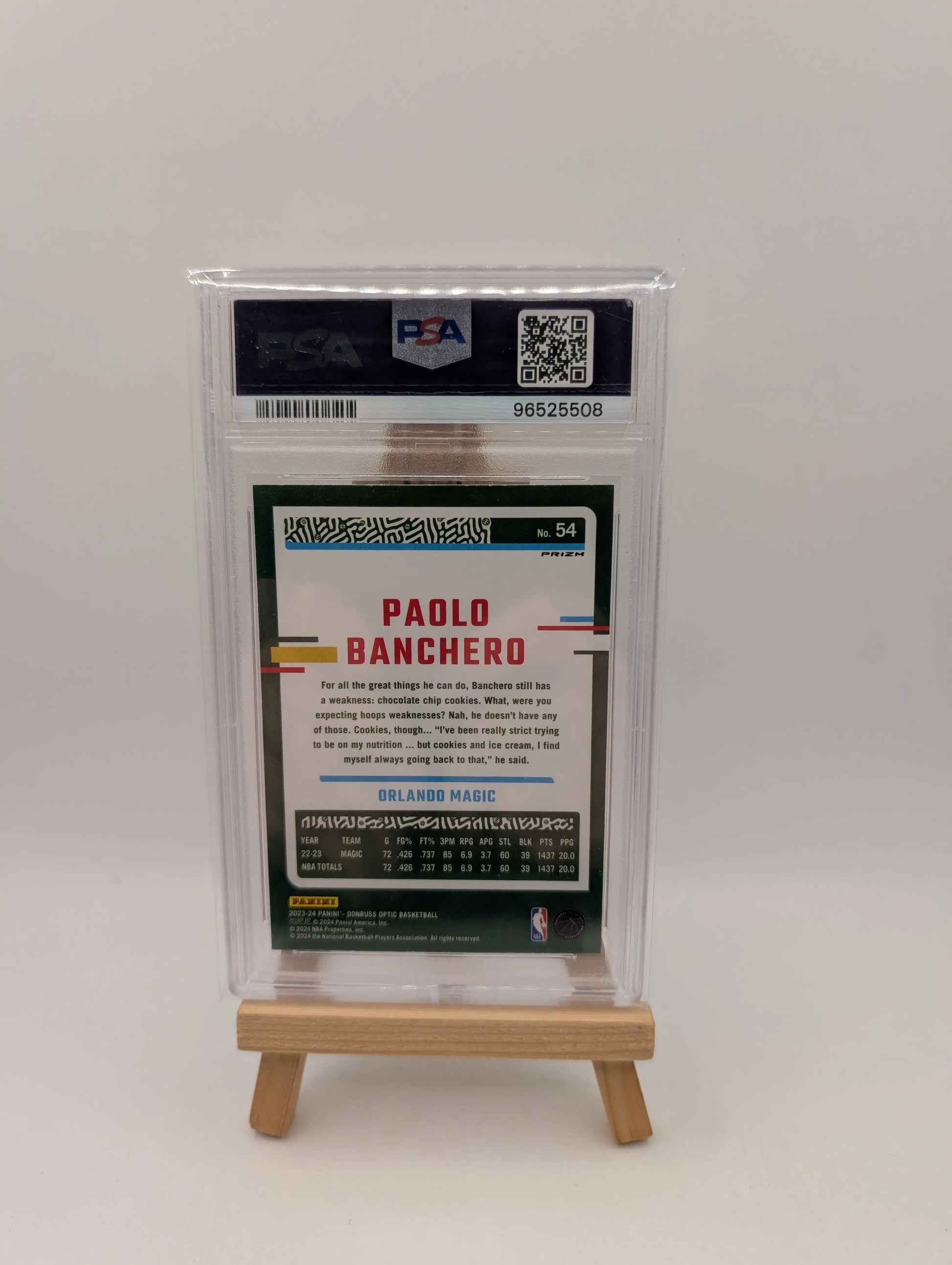 2023-24 Panini Donruss Optic Paolo Banchero #54 Purple Prizm PSA 9 FRENLY BRICKS - Open 7 Days