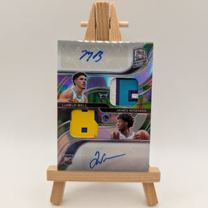 2020-21 Panini Spectra Rookie Dual Patch Auto LaMELO BALL JAMES WISEMAN /5 RC FRENLY BRICKS - Open 7 Days