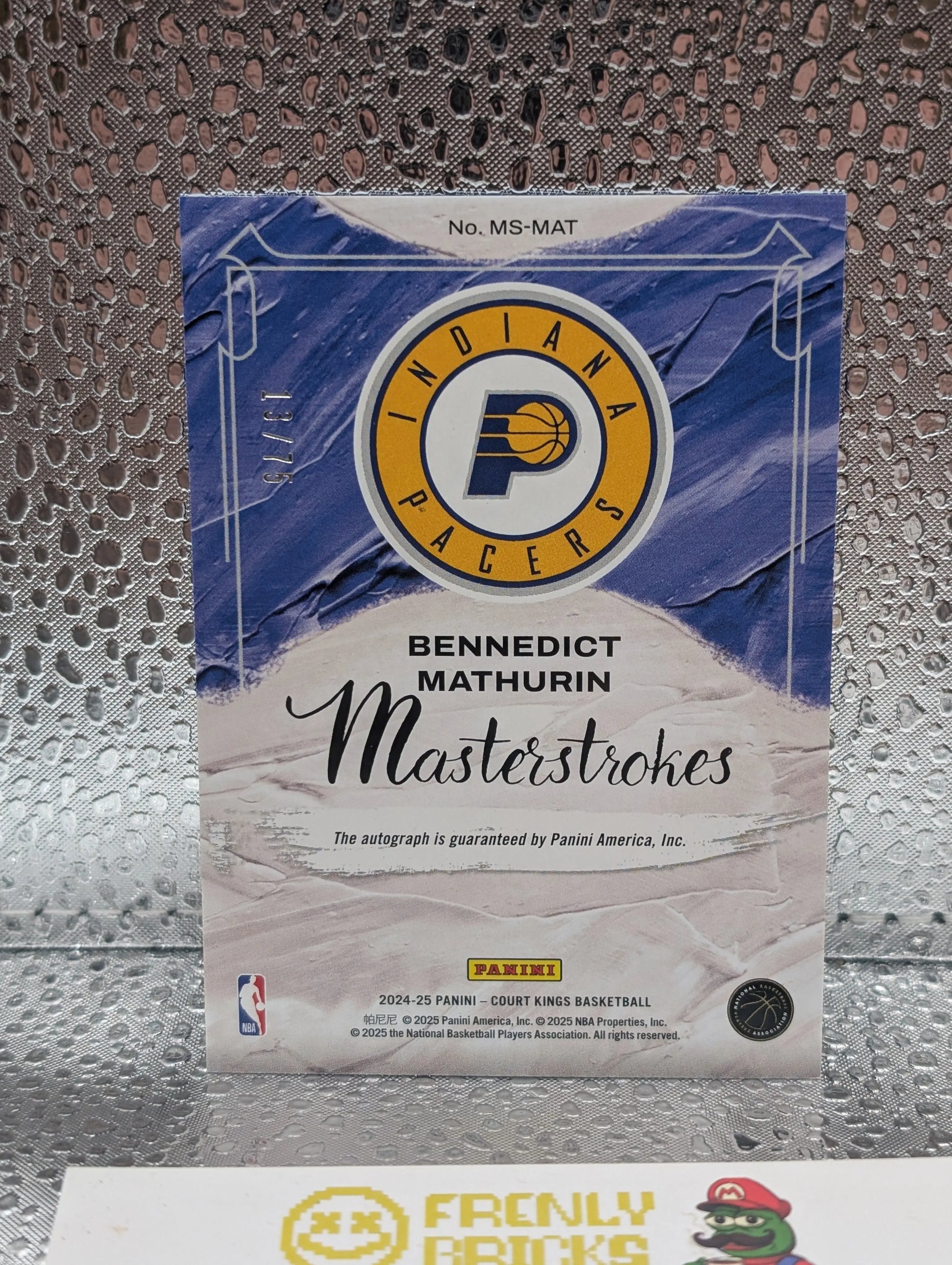2024-25 Panini Court Kings Bennedict Mathurin Masterstrokes Auto Ruby /75 FRENLY BRICKS - Open 7 Days
