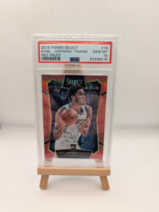 2015-16 Panini Select-Concourse Karl-Anthony Towns #16 Red Prizm /149 PSA 10 RC
