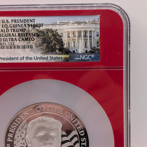 Equatorial Guinea 2017 Silver 1,000 Francos Donald Trump Inaugural Releases NGC Proof-70 UC (Red Frame Holder FRENLY BRICKS - Open 7 Days