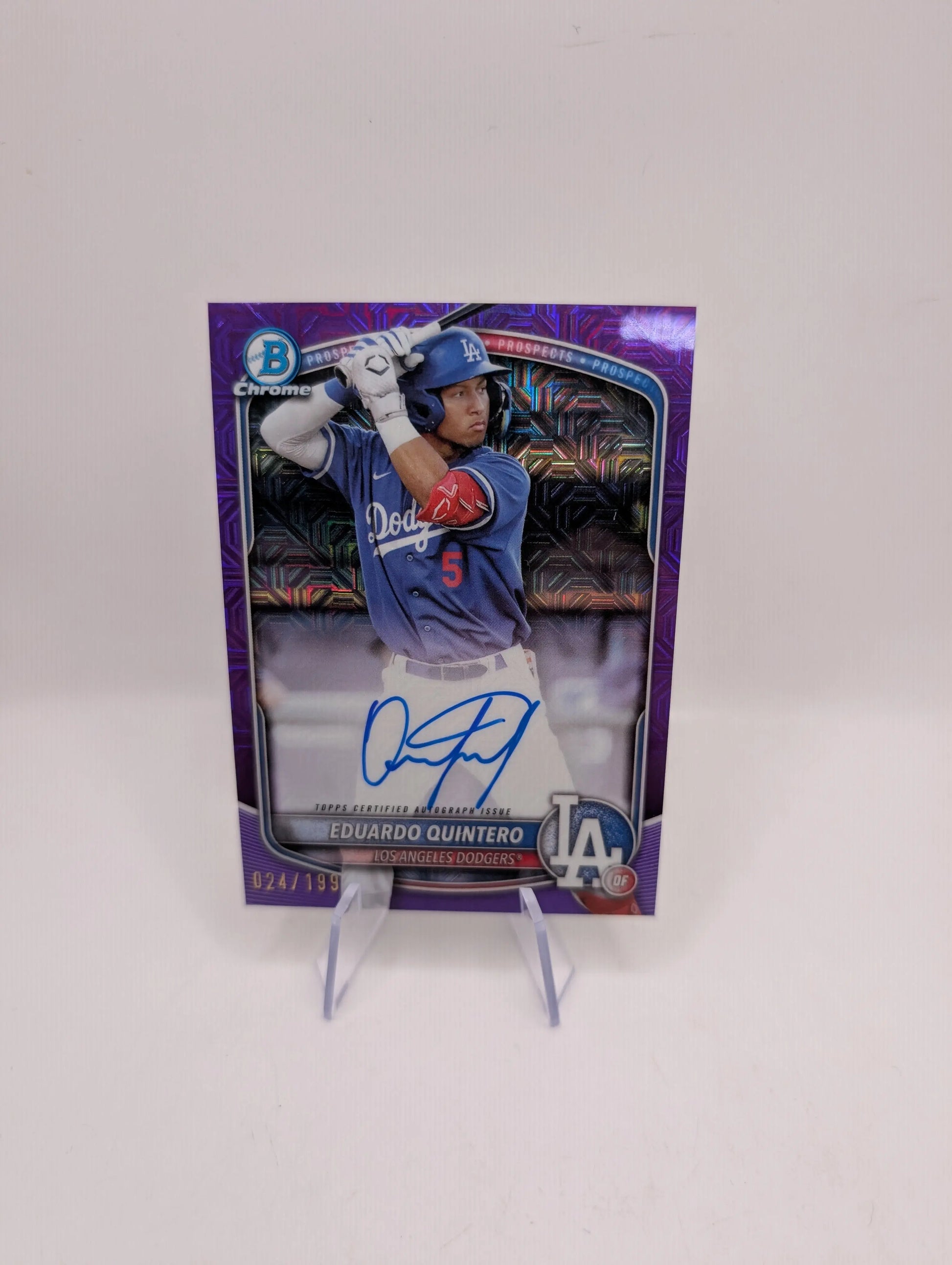 2025 Bowman Chrome Eduardo Quintero Purple Mojo Auto /199 Dodgers FRENLY BRICKS - Open 7 Days