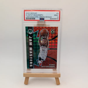 GIANNIS ANTETOKOUNMPO 2020 MOSAIC PSA 9 JAM MASTERS GREEN PRIZM MILWAUKEE BUCKS FRENLY BRICKS - Open 7 Days