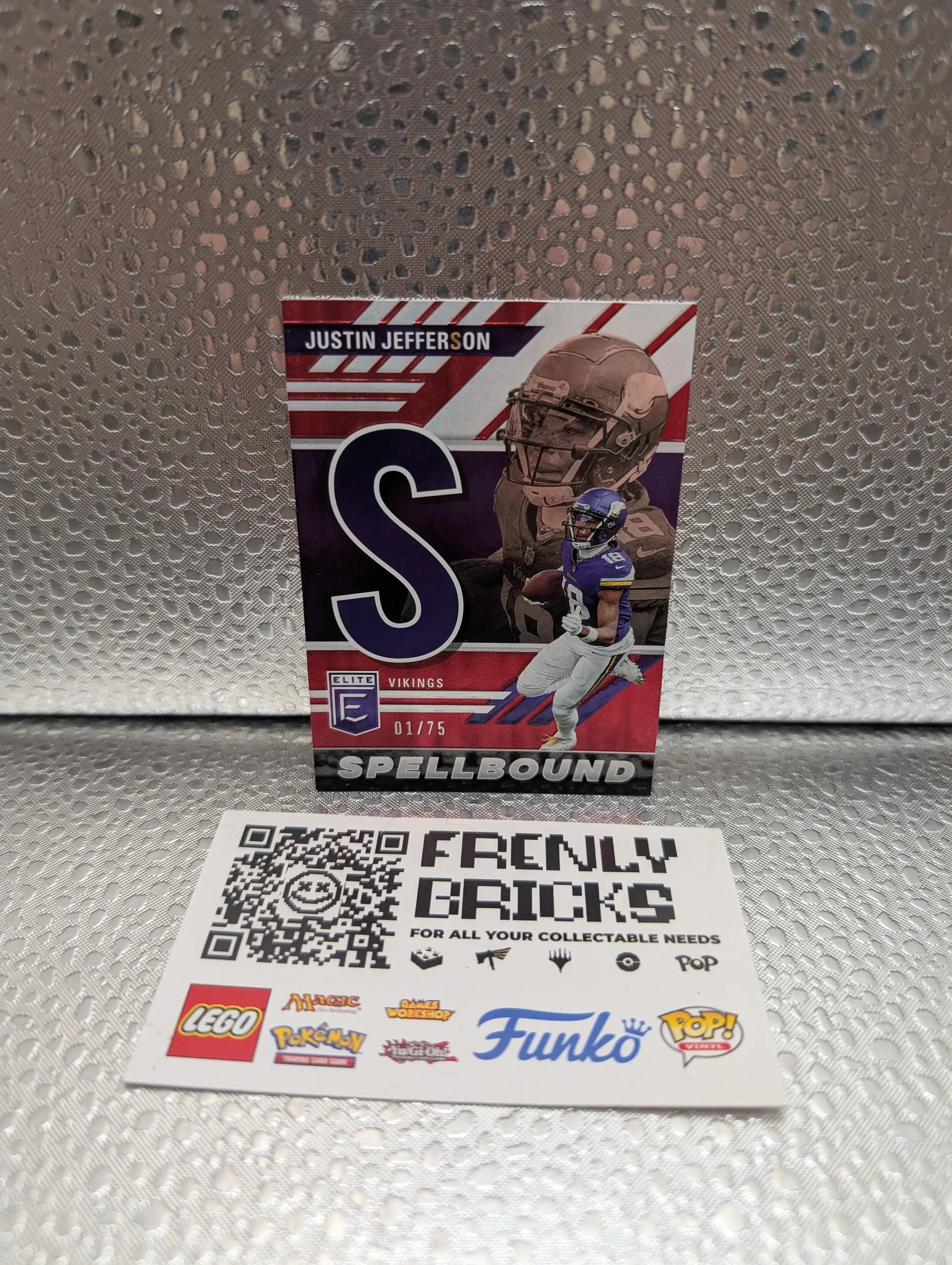 2023 Panini Elite Football SB-JJ1 Justin Jefferson Spellbounf Red 1/75 Letter J FRENLY BRICKS - Open 7 Days