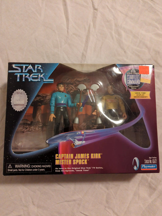 PLAYMATES STAR TREK INTERNATIONAL RELEASE MIB KIRK SPOCK AMOK TIME 2 PACK 4.5" FRENLY BRICKS - Open 7 Days