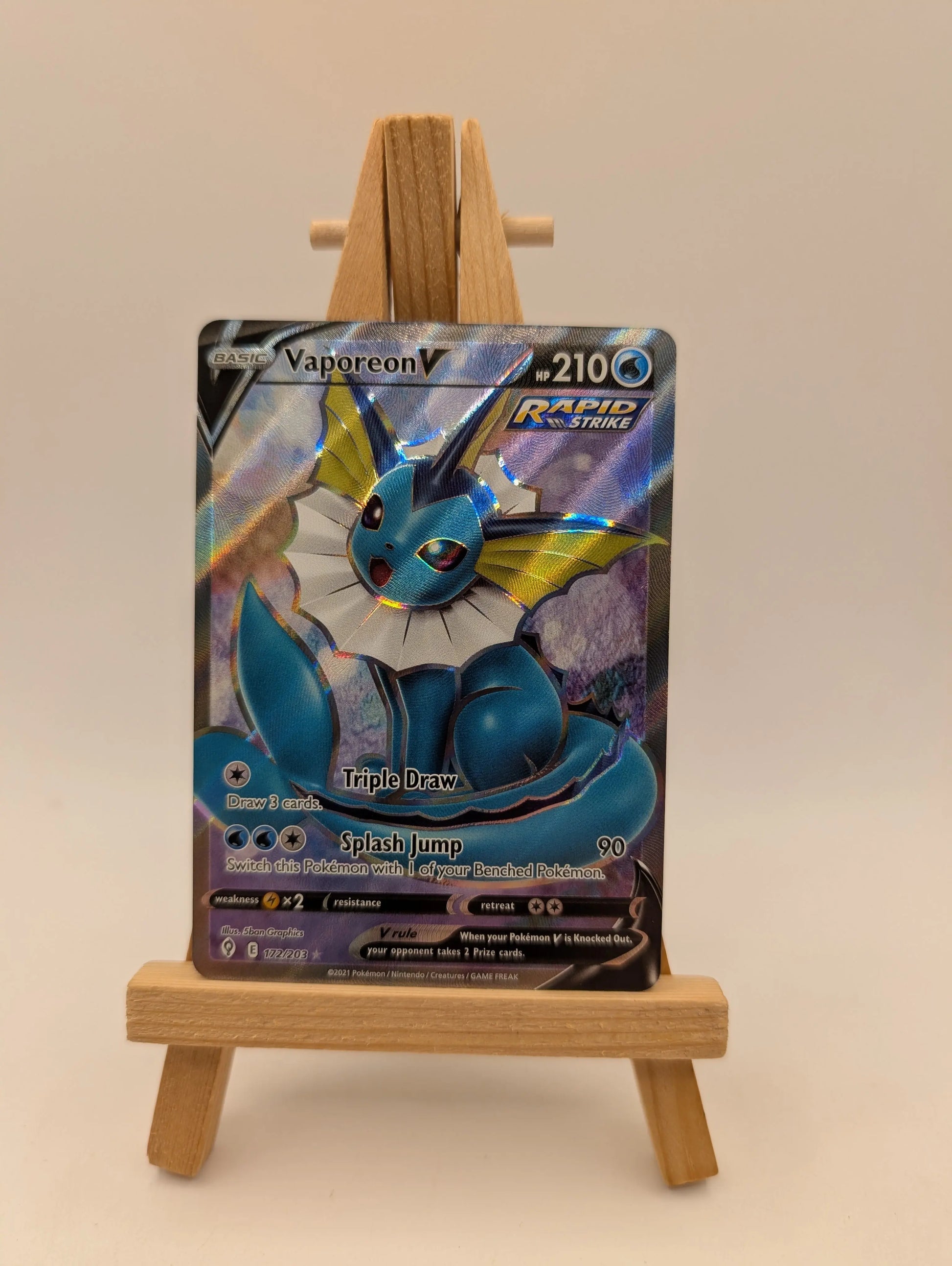 Pokémon TCG Vaporeon V Evolving Skies 172/203 Holo Ultra Rare FRENLY BRICKS - Open 7 Days