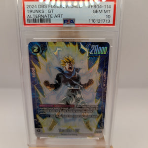 Dragon Ball Super Trunks: GT Fusion World FB04-114 Alternate Art SR Foil PSA 10 #FB04-11 FRENLY BRICKS - Open 7 Days