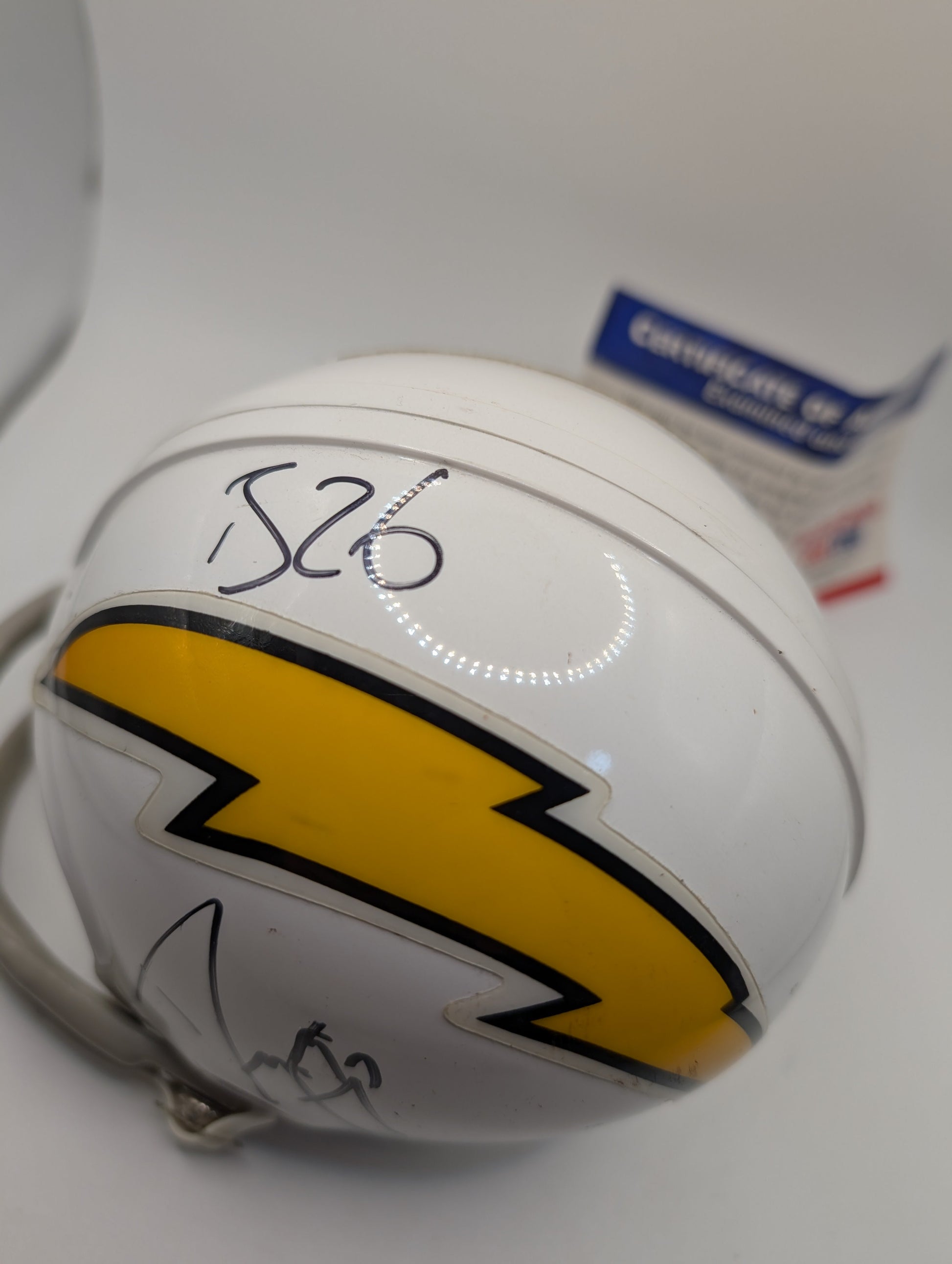 Mini-Helmet: SIGNER DARRELL STUCKEY Rookiegraph Auto Chargers NFL Multi Auto FRENLY BRICKS - Open 7 Days