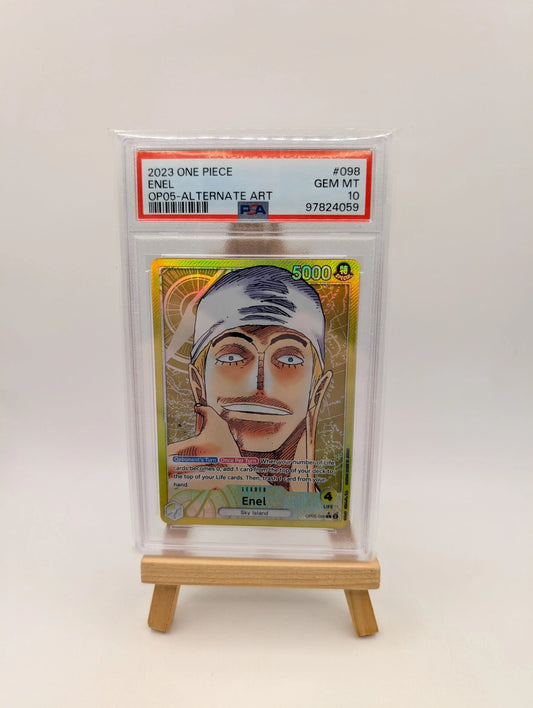 One Piece Enel (Alternate Art) OP05-098 Awakening of the New Era Foil PSA 10 FRENLY BRICKS - Open 7 Days