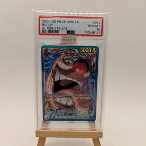 PSA 10 – 2024 ONE PIECE OP09-EMPERORS IN THE NEW WORLD 042 BUGGY ALT ART (EN) FRENLY BRICKS - Open 7 Days