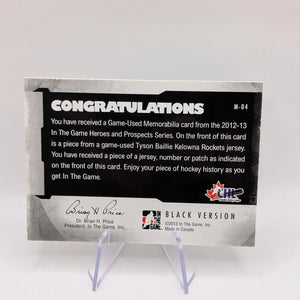 2012 ITG Heroes and Prospects Game-Used 1/1 Tyson Barrie Baillie #M-04 Rookie RC FRENLY BRICKS - Open 7 Days