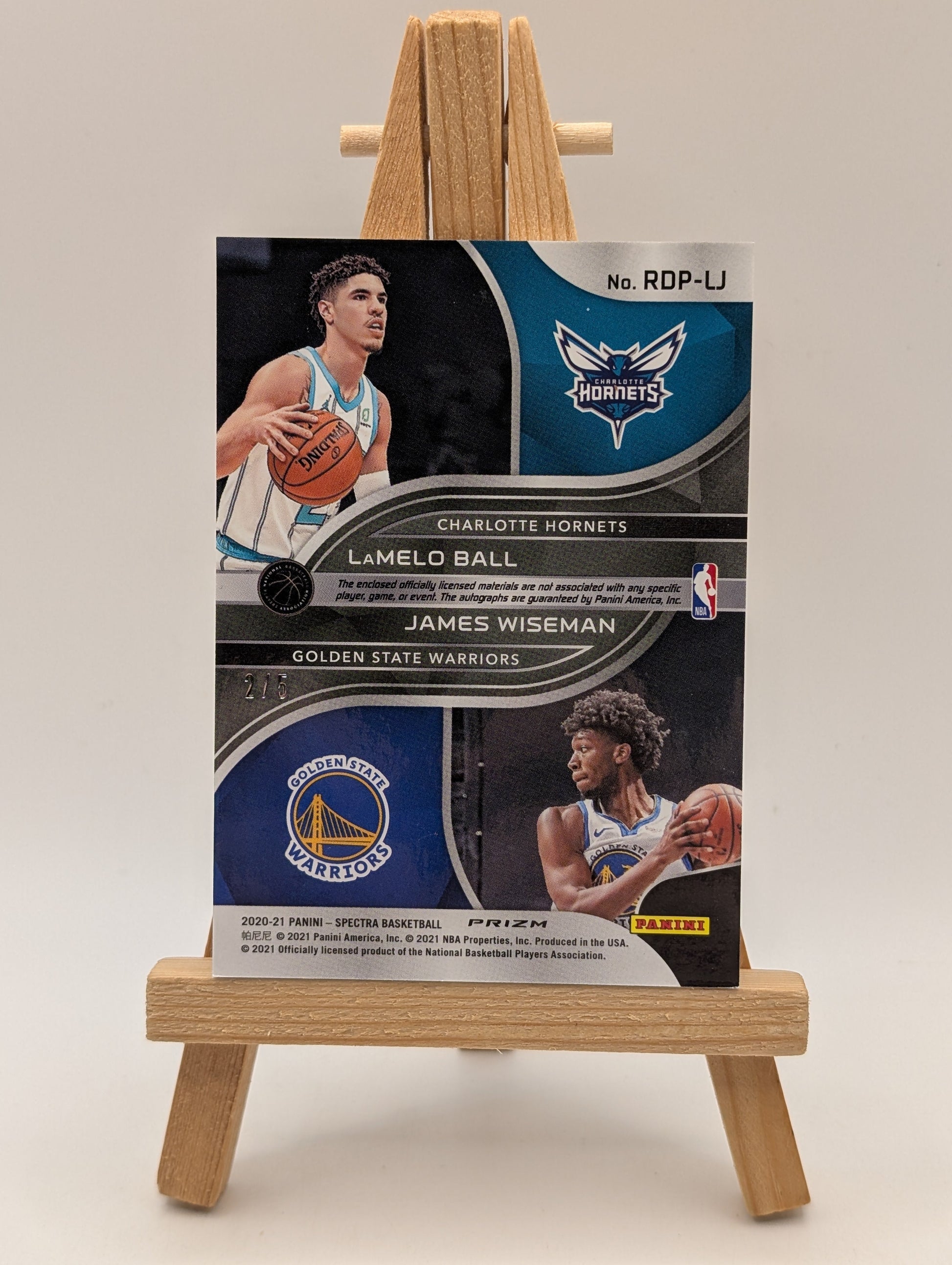 2020-21 Panini Spectra Rookie Dual Patch Auto LaMELO BALL JAMES WISEMAN /5 RC FRENLY BRICKS - Open 7 Days