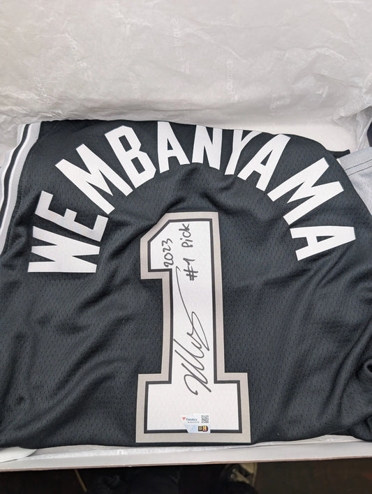 Victor Wembanyama Signed Nike Icon Jersey with 2023 #1 Pick Inscription Fanatics FRENLY BRICKS - Open 7 Days