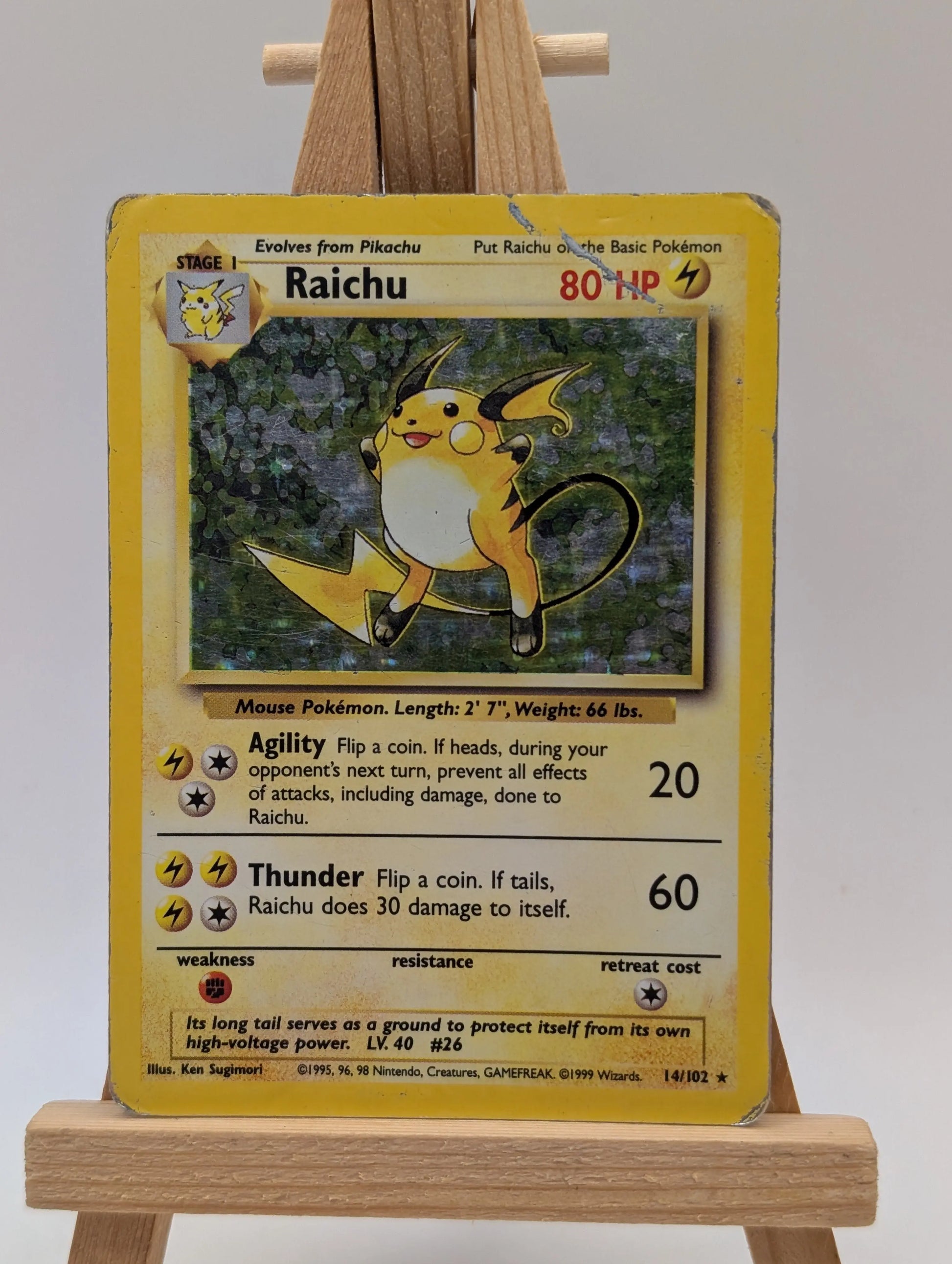 Raichu 14/102 Holo Rare Base Set - Pokemon Card WOTC HP FRENLY BRICKS - Open 7 Days