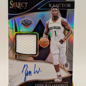 2021-22 Panini Select Zion Williamson X-Factor Jersey GU Patch Auto Silver /99 FRENLY BRICKS - Open 7 Days